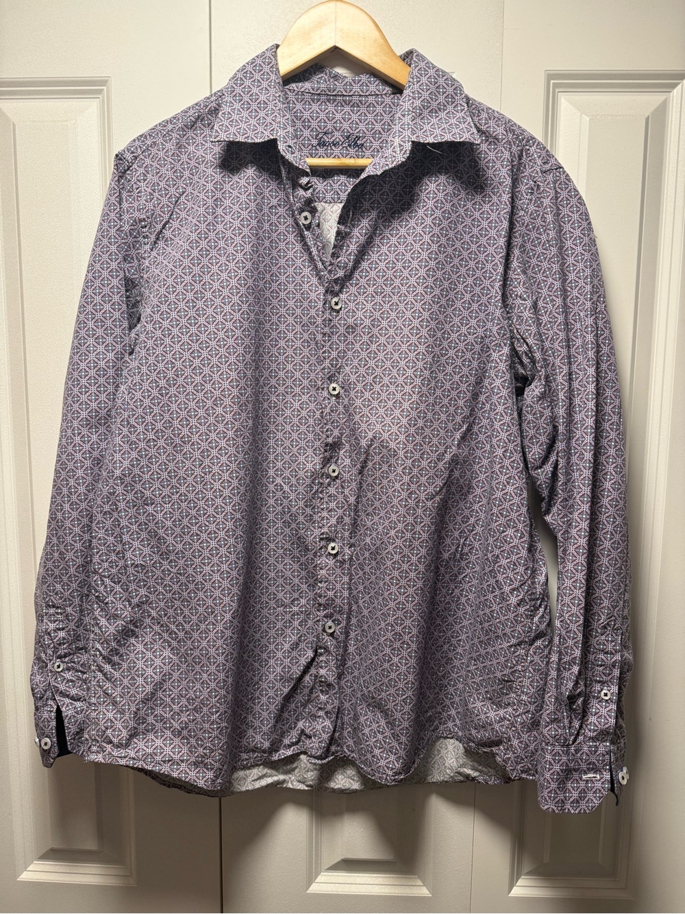 Tasso Elba Purple Geometric Dress Shirt